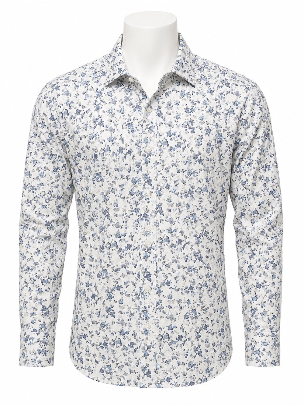 Joseph Abboud White Shirt with Blue Floral Print